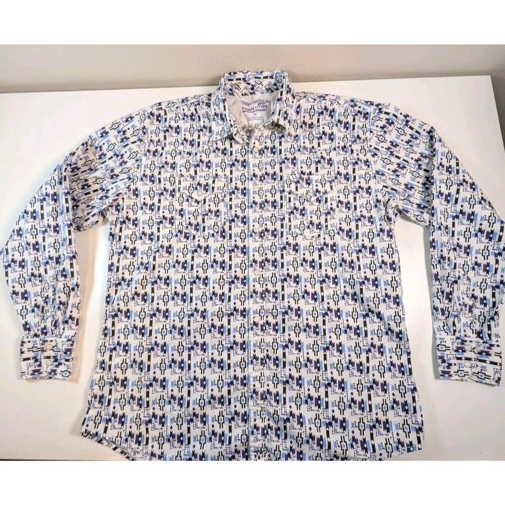 Mens Wrangler 20x Cowboy Retro Competition Shirt Rodeo Pearl Snap Western XL